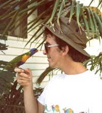 George Harrison with Parakeet