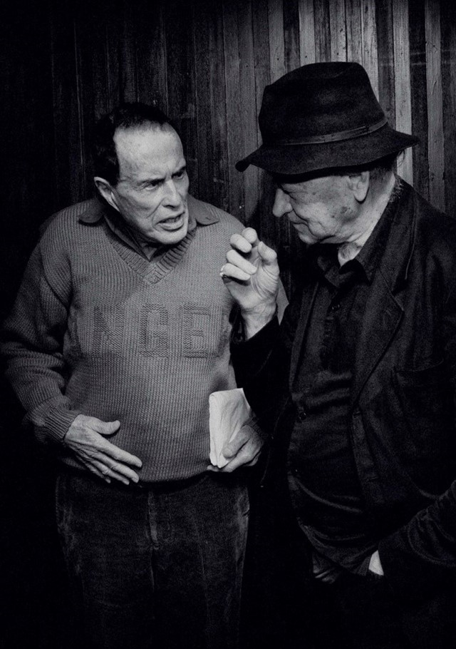 Kenneth Anger and Jonas Mekas at the gala fundraiser for the