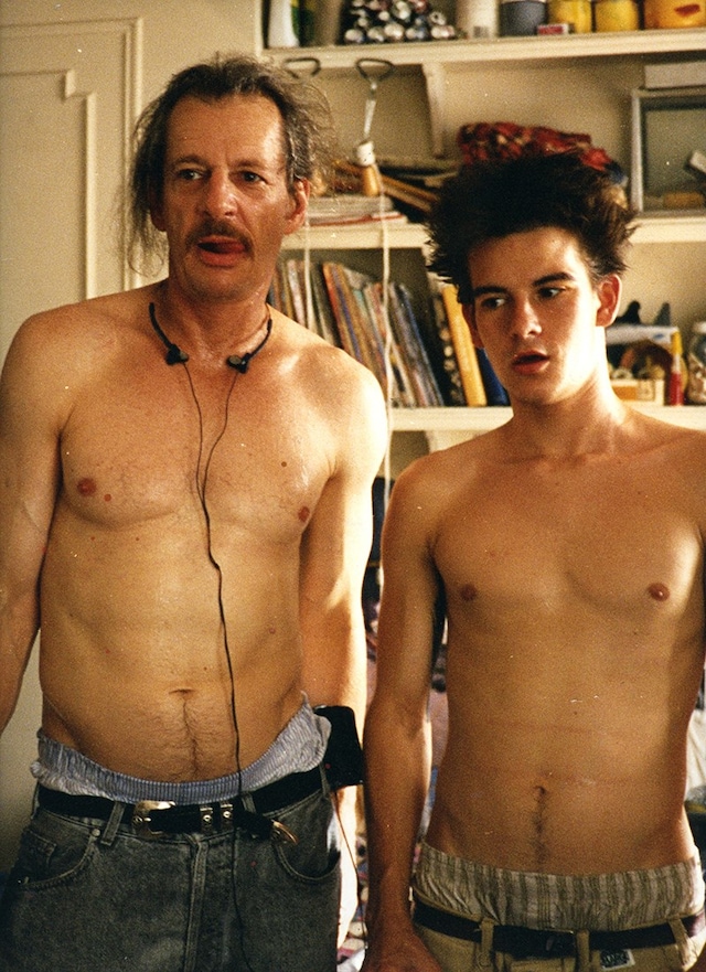 Larry Clark and Justin Pierce on the set of Kids, 
