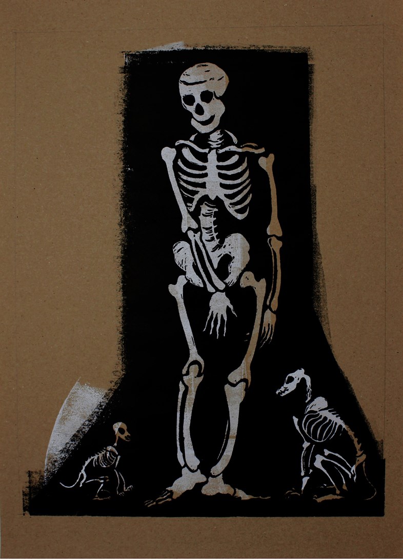 Skeleton Linocut 2017 Paul Simonon The Clash art interview