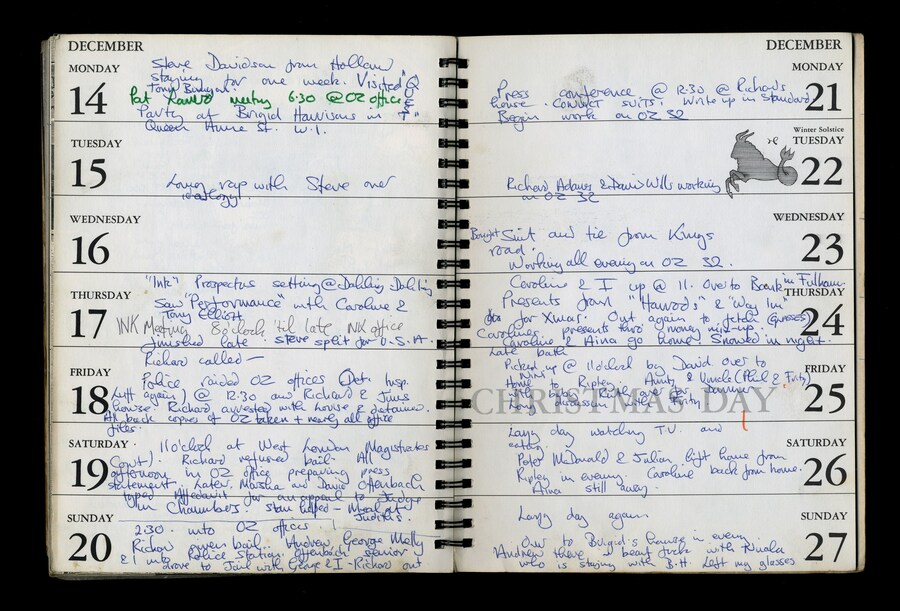 Diary of Felix Dennis during for the period of 14-