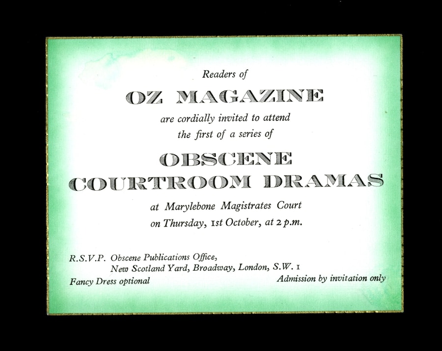 Oz Obscenity Trial Invitation issued by editors of