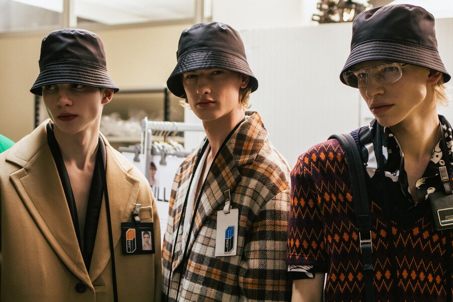 Prada A/W18 AW18 Fall 2018 men's fashion backstage