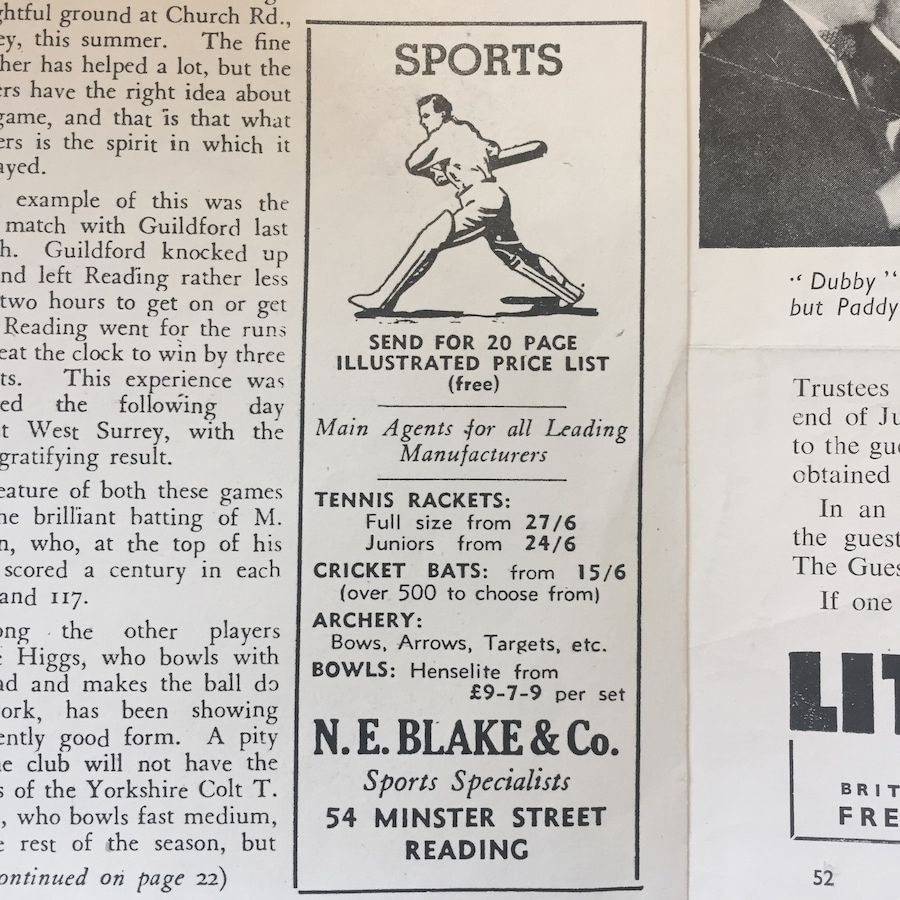 N.E. Blake &amp; Co Henry Lloyd-Hughes cricket whites 